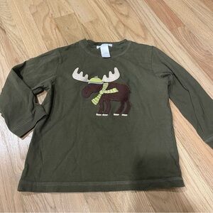 Janie and Jack Moose Appliqué Long Sleeve Shirt